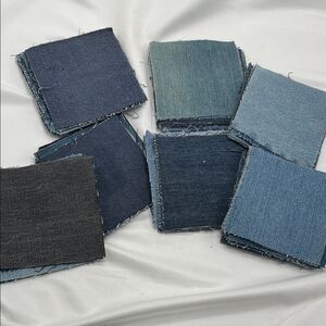 Lot of 100 5 X 5 Inch Denim Squares Crafting Quilting